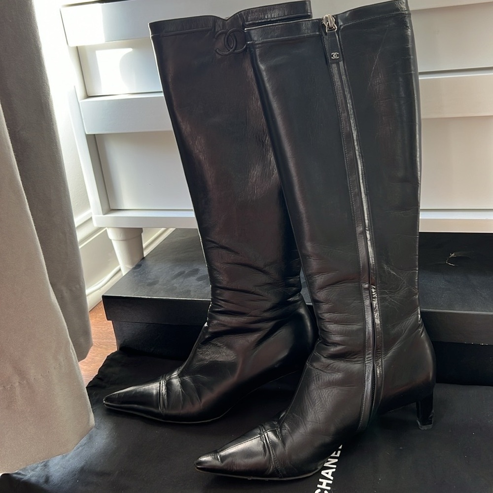 Chanel calfskin boots